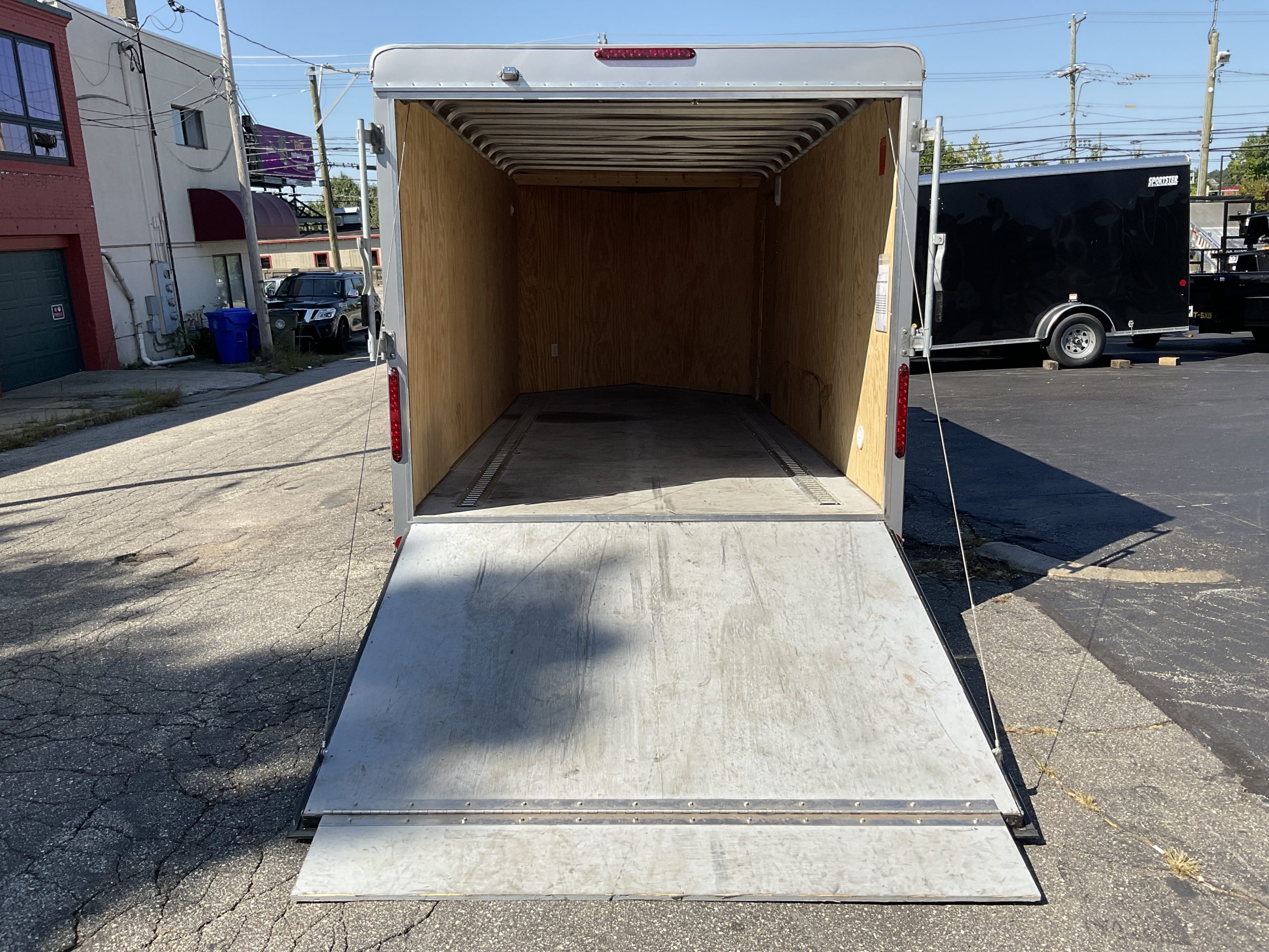 Used 2021 Enclosed Cargo Trailer 7'x16' White RAMP Car Mate Custom Cargo 6' Interior V-NOSE