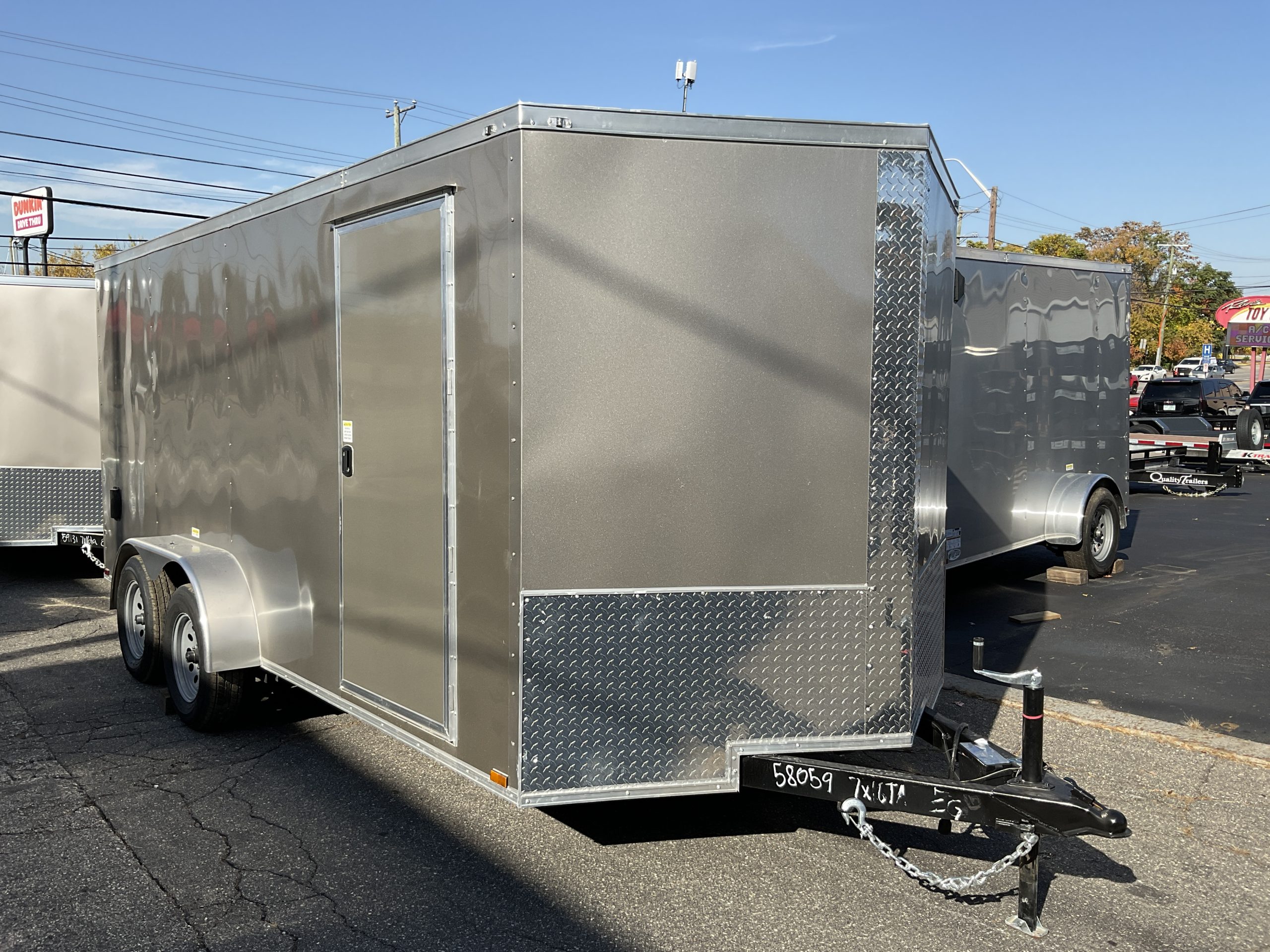 Best Enclosed Trailer 7'x16' Pewter RAMP Dual Axle