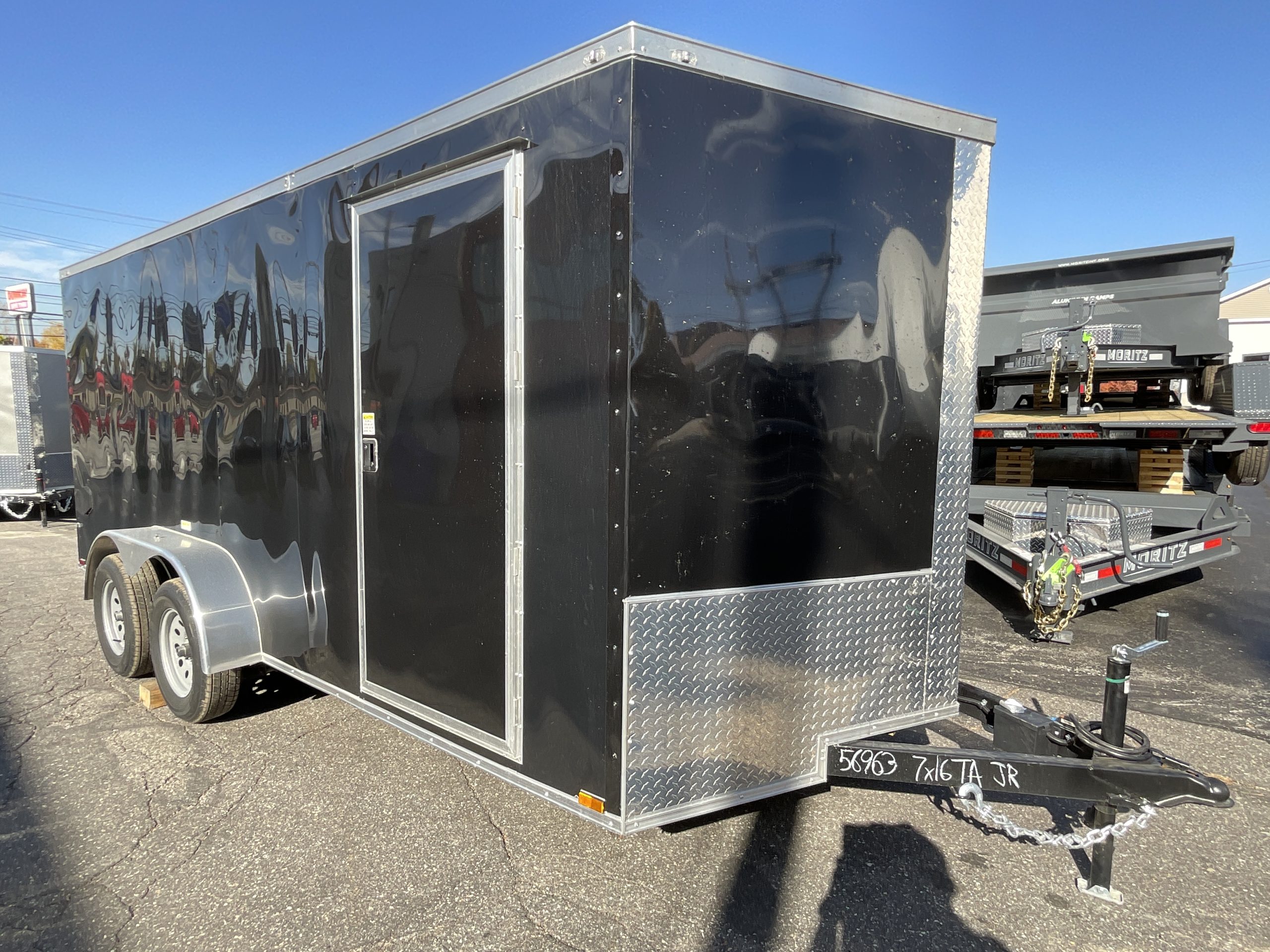 Best Enclosed Trailer 7'x16' Black RAMP Dual Axle