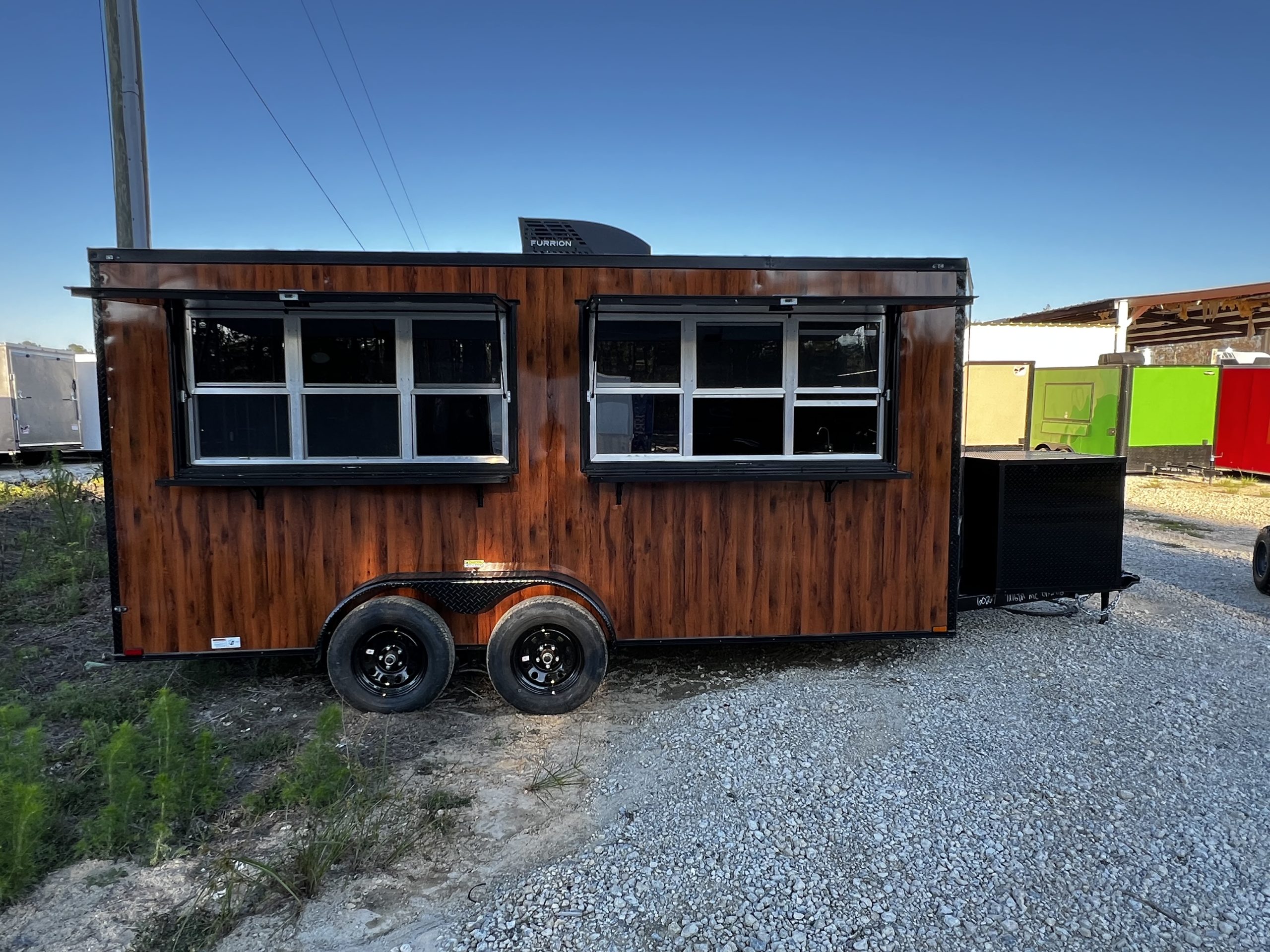 Best Enclosed Trailer 7'x16' Wood Grain Custom Concession Trailer