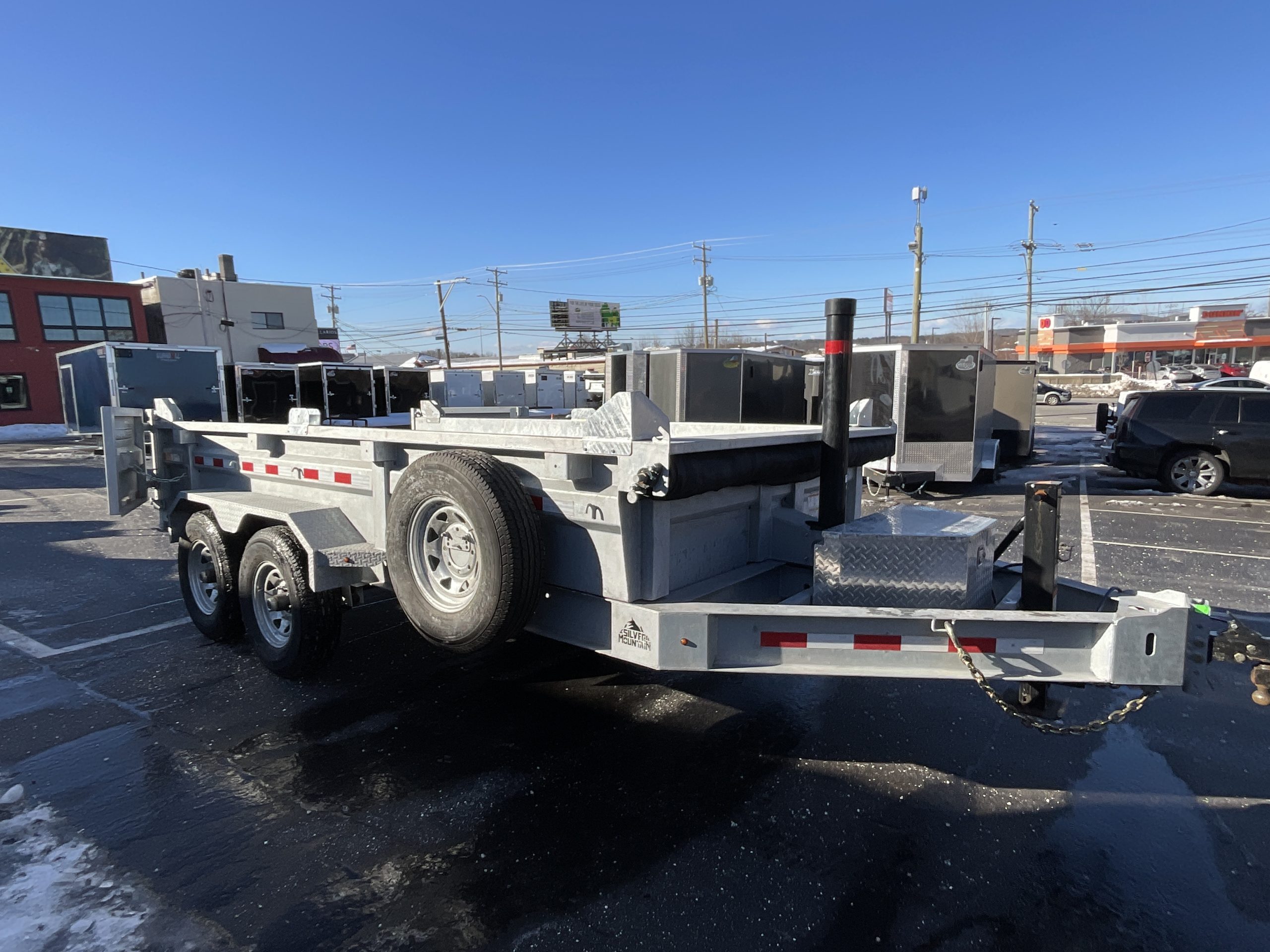 83"x14' Silver Mountain Galvanized Dump Trailer 14k GVWR with Slide-Out Ramp Telescopic Lift