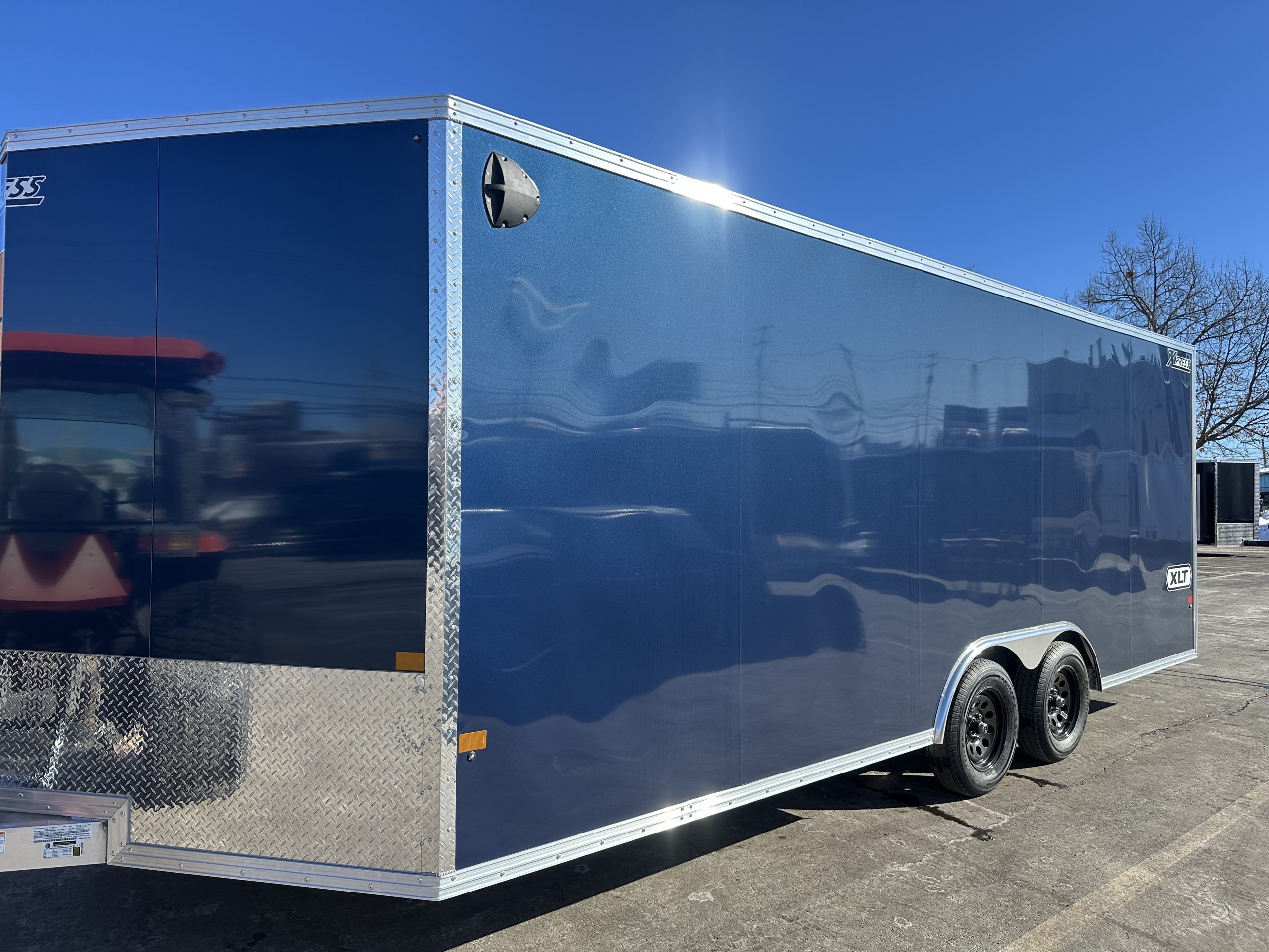 Enclosed Car Hauler Trailer 8.5'x20' V-Nose Blue Ramp High Country Aluminum