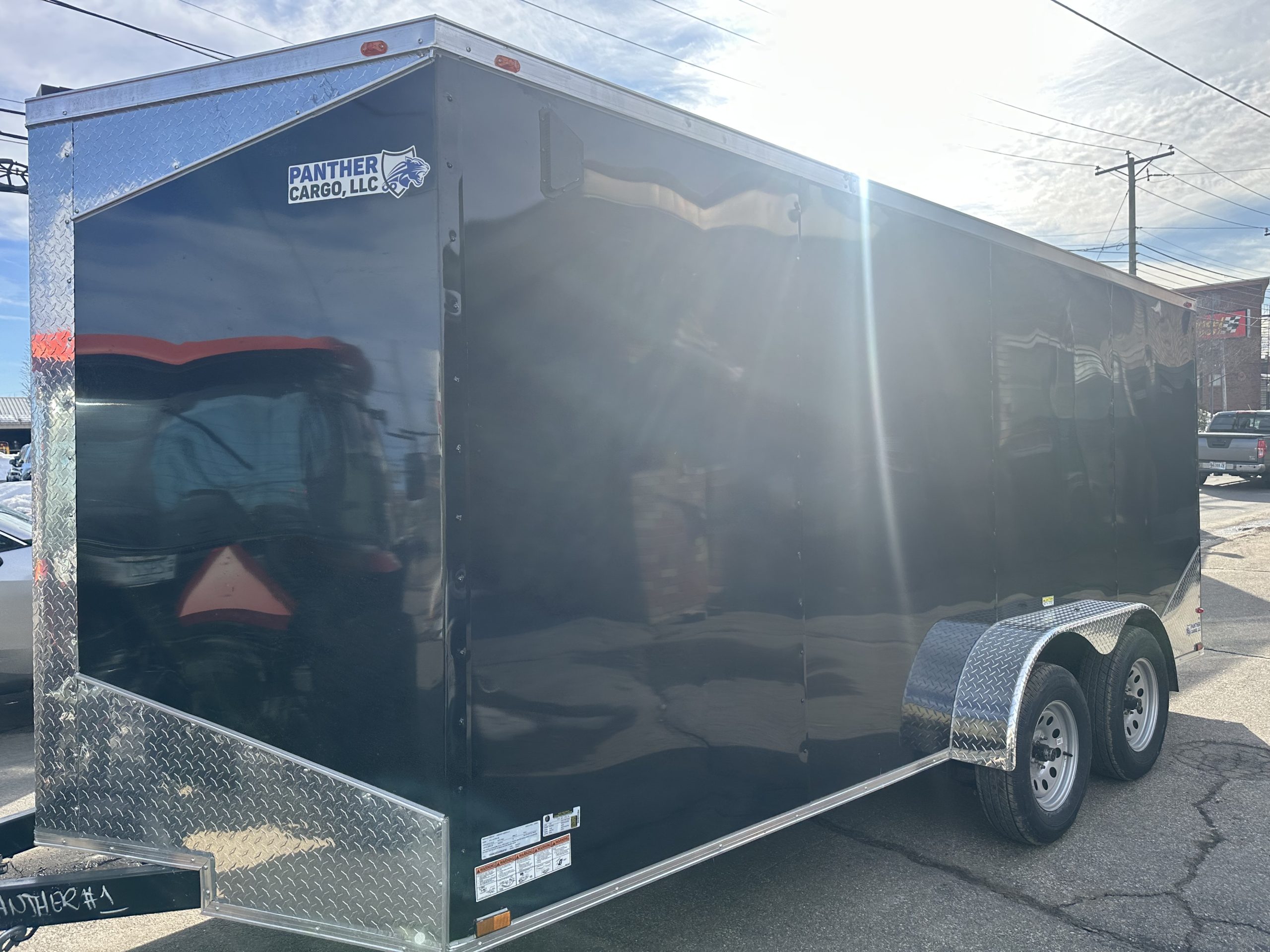 Panther Cargo 7'x16' Black RAMP Dual Axle Cargo Trailer