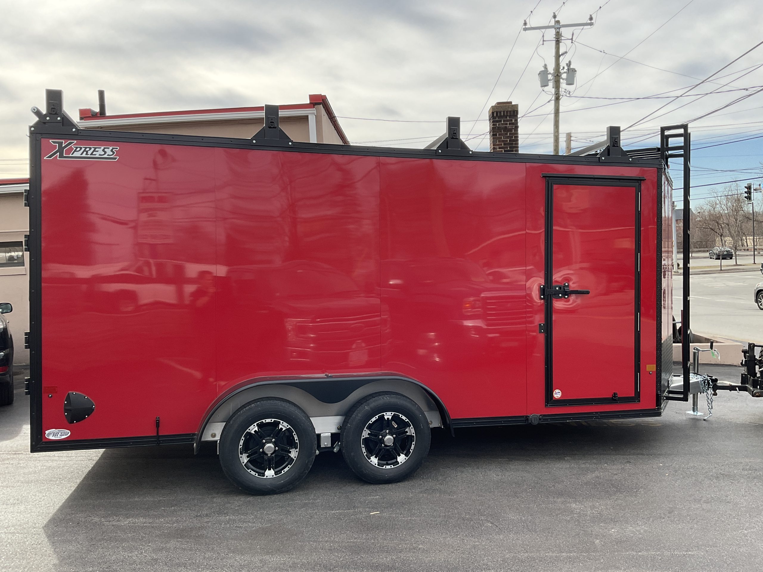 Ultimate Enclosed Contractor Trailer 7'x16' Red Blackout BARN Aluminum w/Ramps 7000 Gvwr